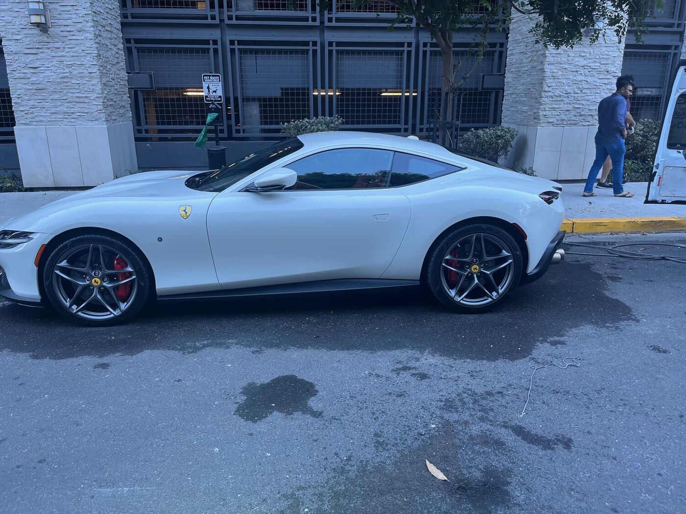 White Ferrari Roma after detailing