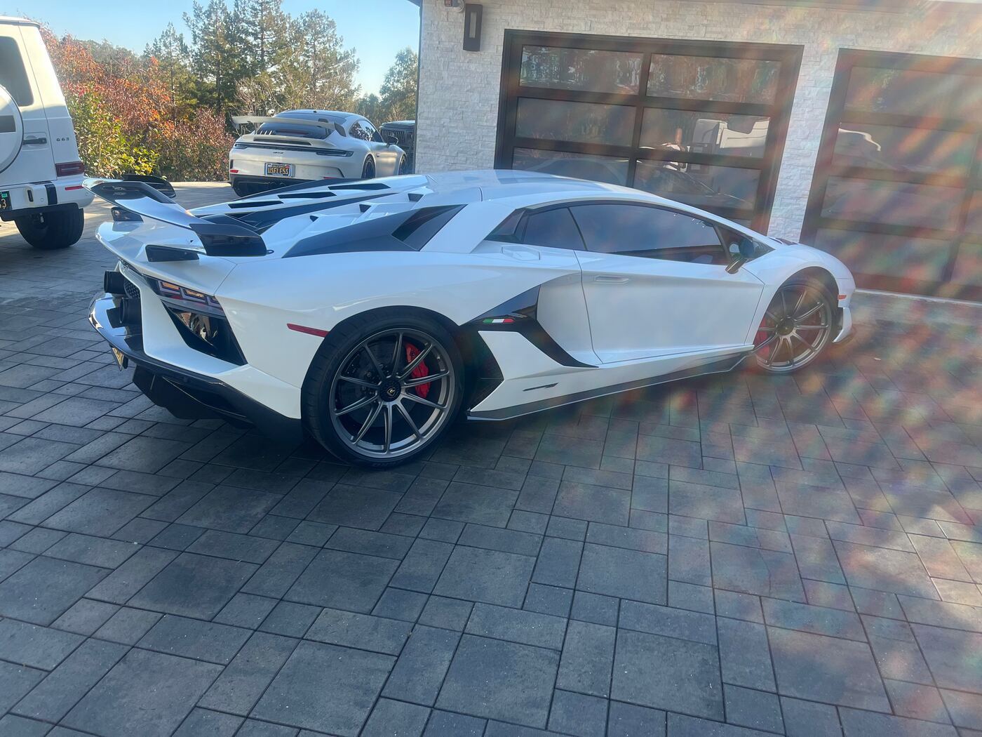 White Lamborghini Aventador SVJ after detailing