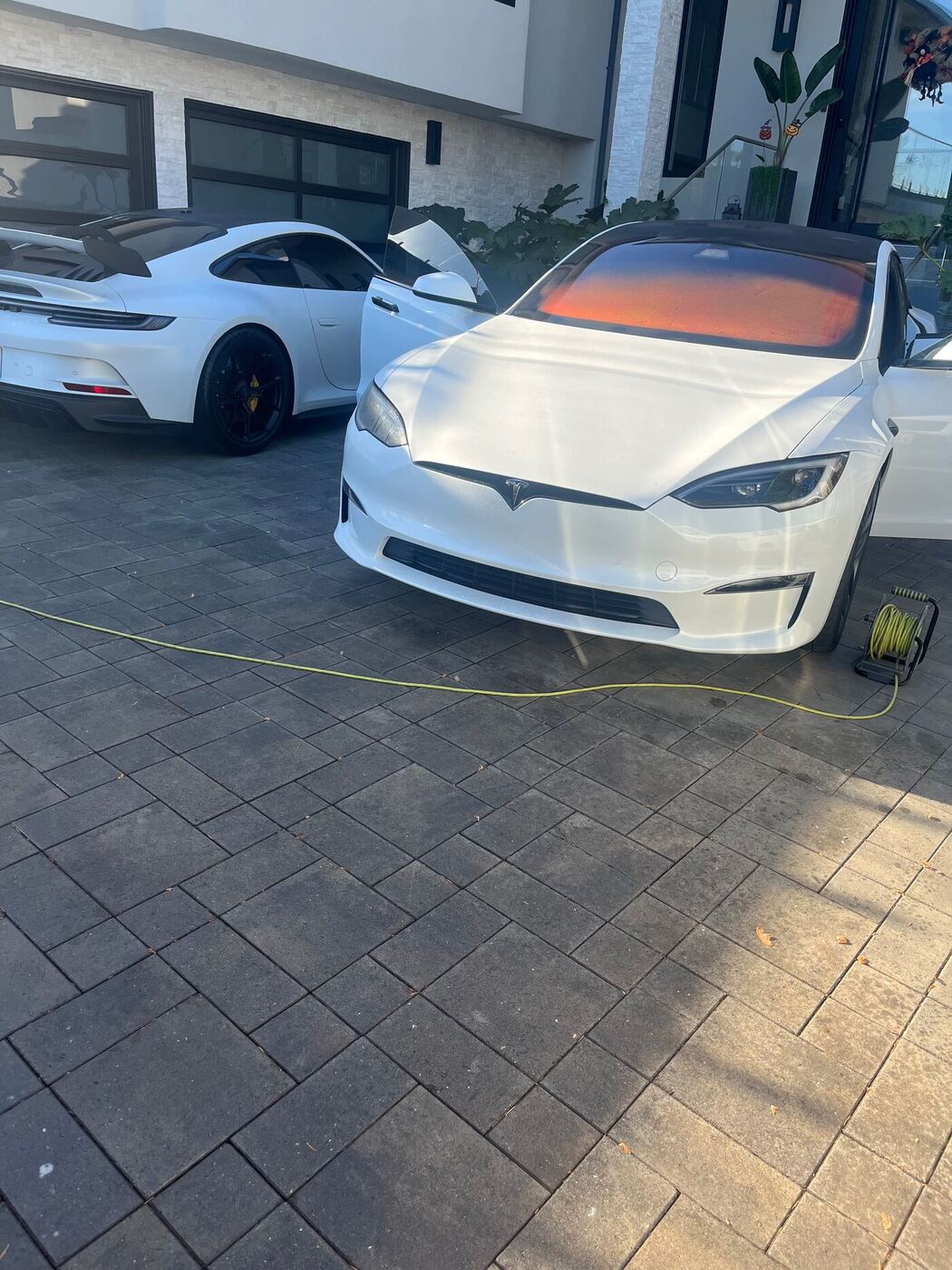 White Tesla Model S after detailing